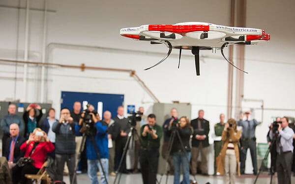 Drone America and the Washoe County Sherrif's Office show off a Search and Rescue variant of the DAx8 at TMCC's Edison Campus on Wed., Dec. 17, 2014 in Reno, Nev. (Photo by Kevin Clifford)
